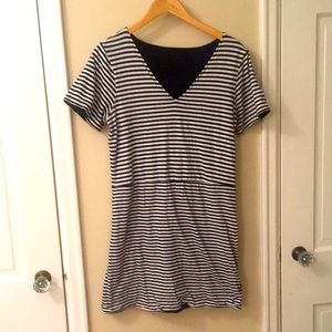 Kate Spade Saturday Striped Fitted Stretchy V-Neck T-shirt dress
